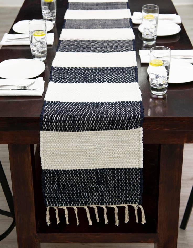 Detail image of  1' 2 x 8'  Hand Woven Chindi Rag Table Runner Rug