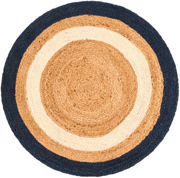  3' 1 x 3' 1  Hand Braided Jute Round Rug