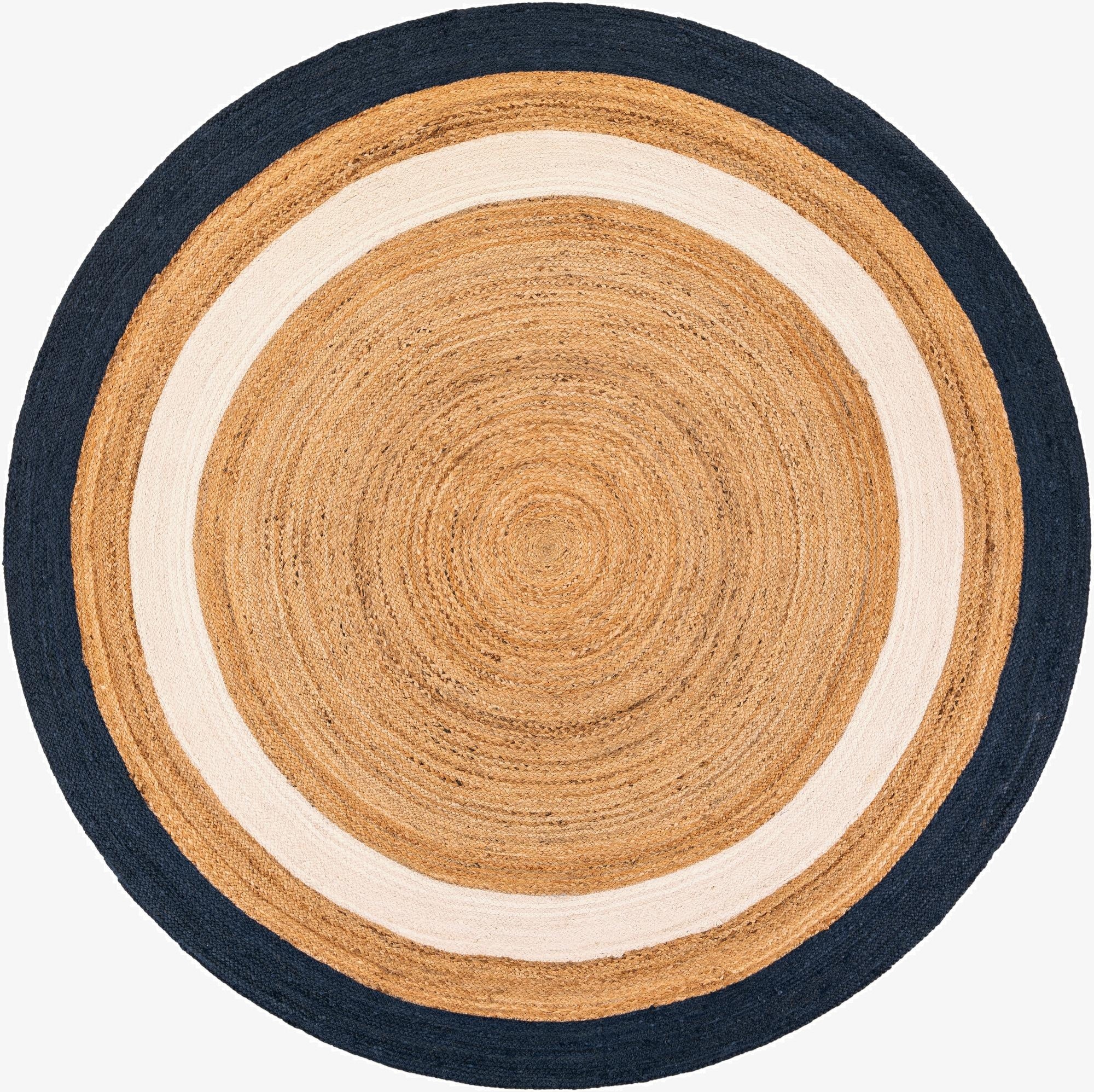  7' 10 x 7' 10  Hand Braided Jute Round Rug