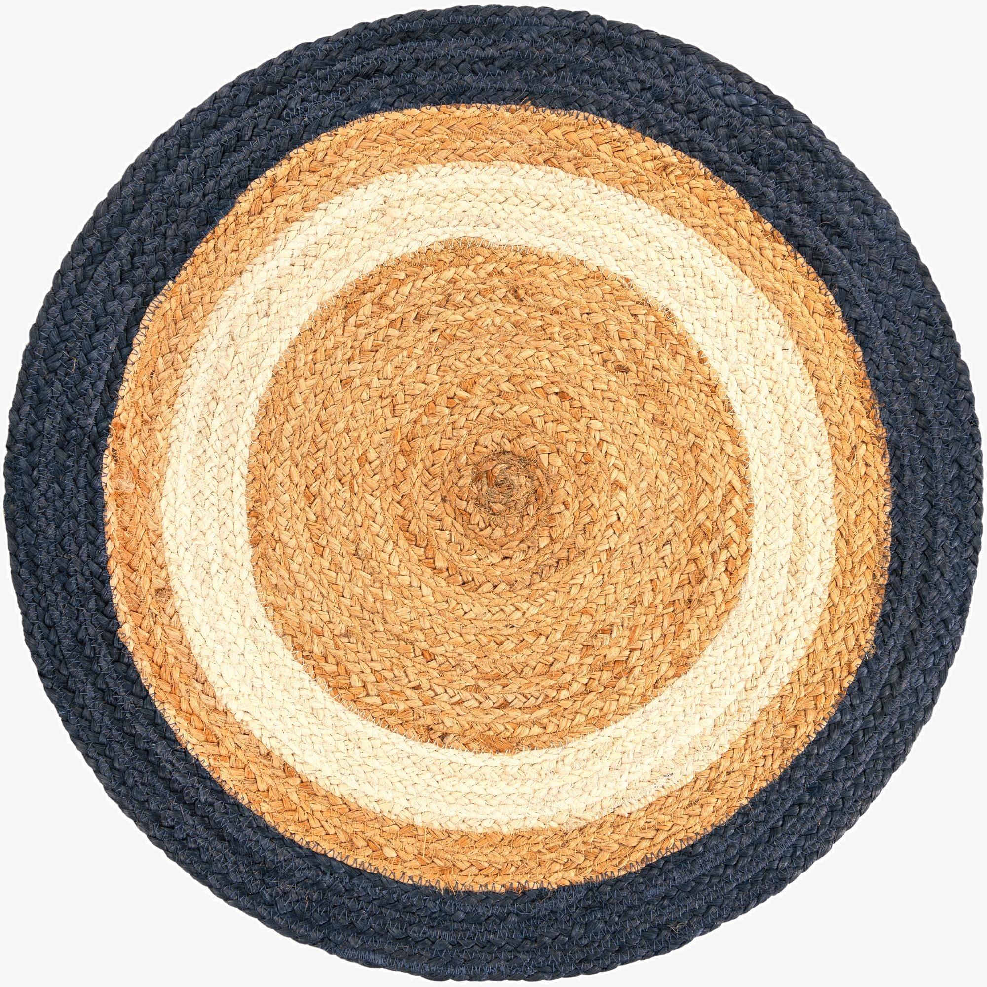  2' x 2'  Hand Braided Jute Round Rug