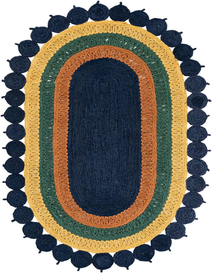 Detail image of  5' 1 x 8'  Hand Braided Jute Oval Rug