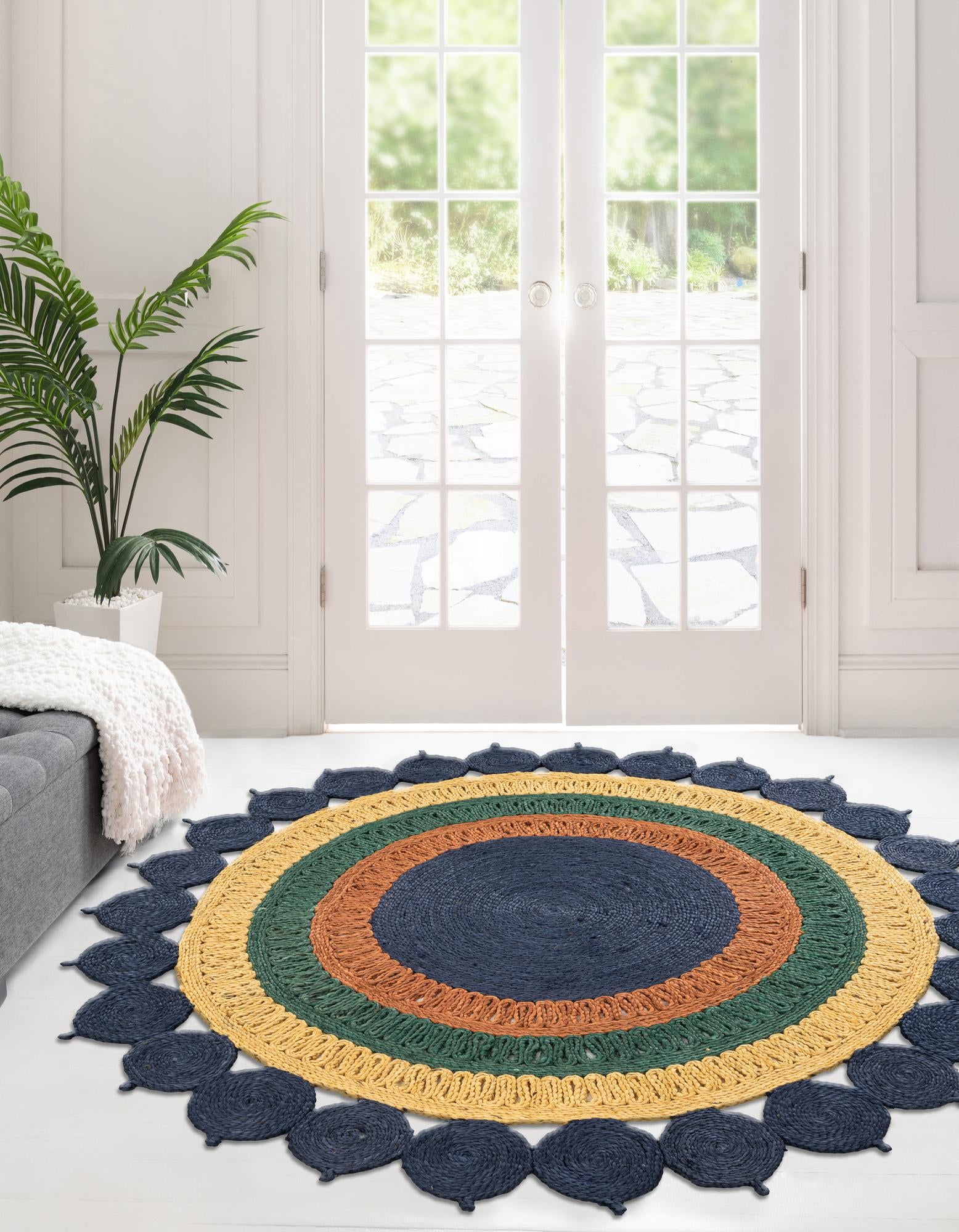  2' x 2'  Hand Braided Jute Round Rug