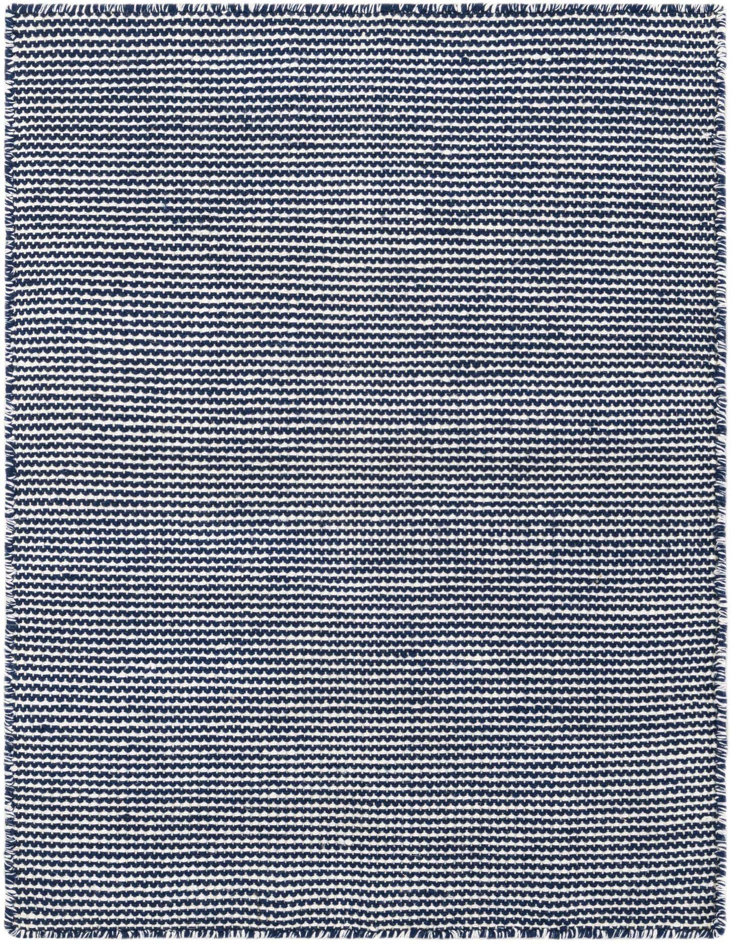 A 2x3 rectangular Jill Zarin Palm Springs Outdoor rug with a textured navy blue and white striped pattern, suitable for indoor/outdoor use.