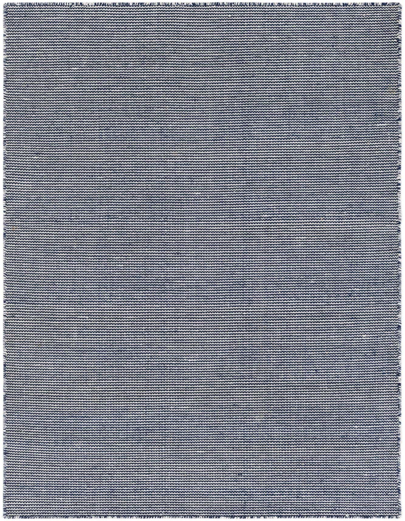 A 4x6 rectangular flatweave rug in a modern navy sky color with a textured, striped pattern, suitable for indoor or outdoor use.