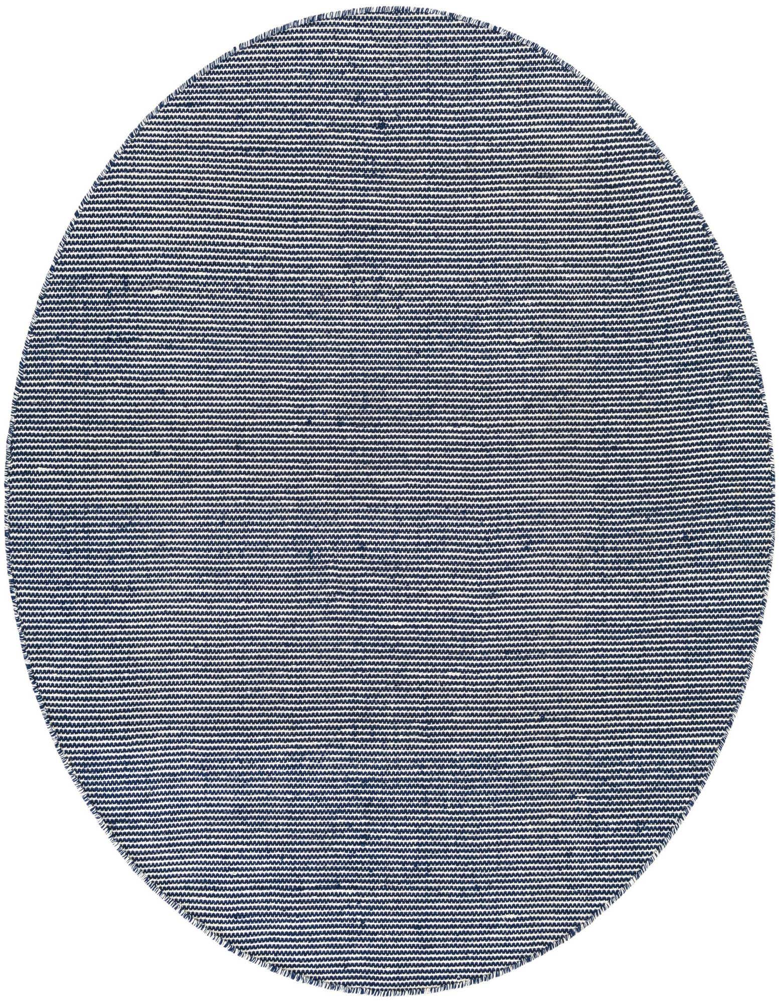 A 5'1" round Jill Zarin Palm Springs Outdoor rug in navy sky, featuring a modern textured flatweave pattern.