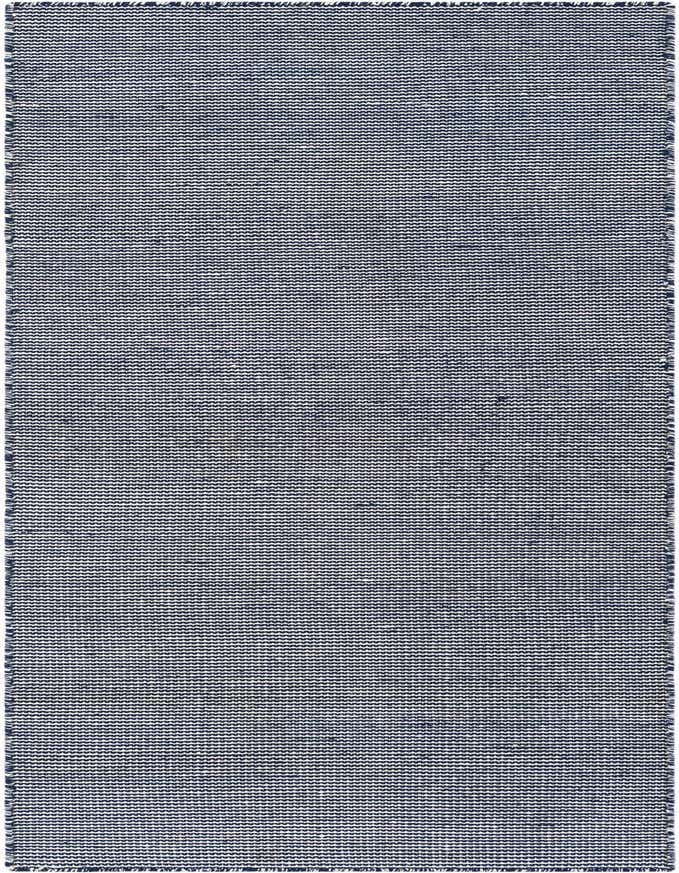 Navy Sky 8 Ft Runner rug with a textured, modern flatweave pattern, suitable for indoor/outdoor use.