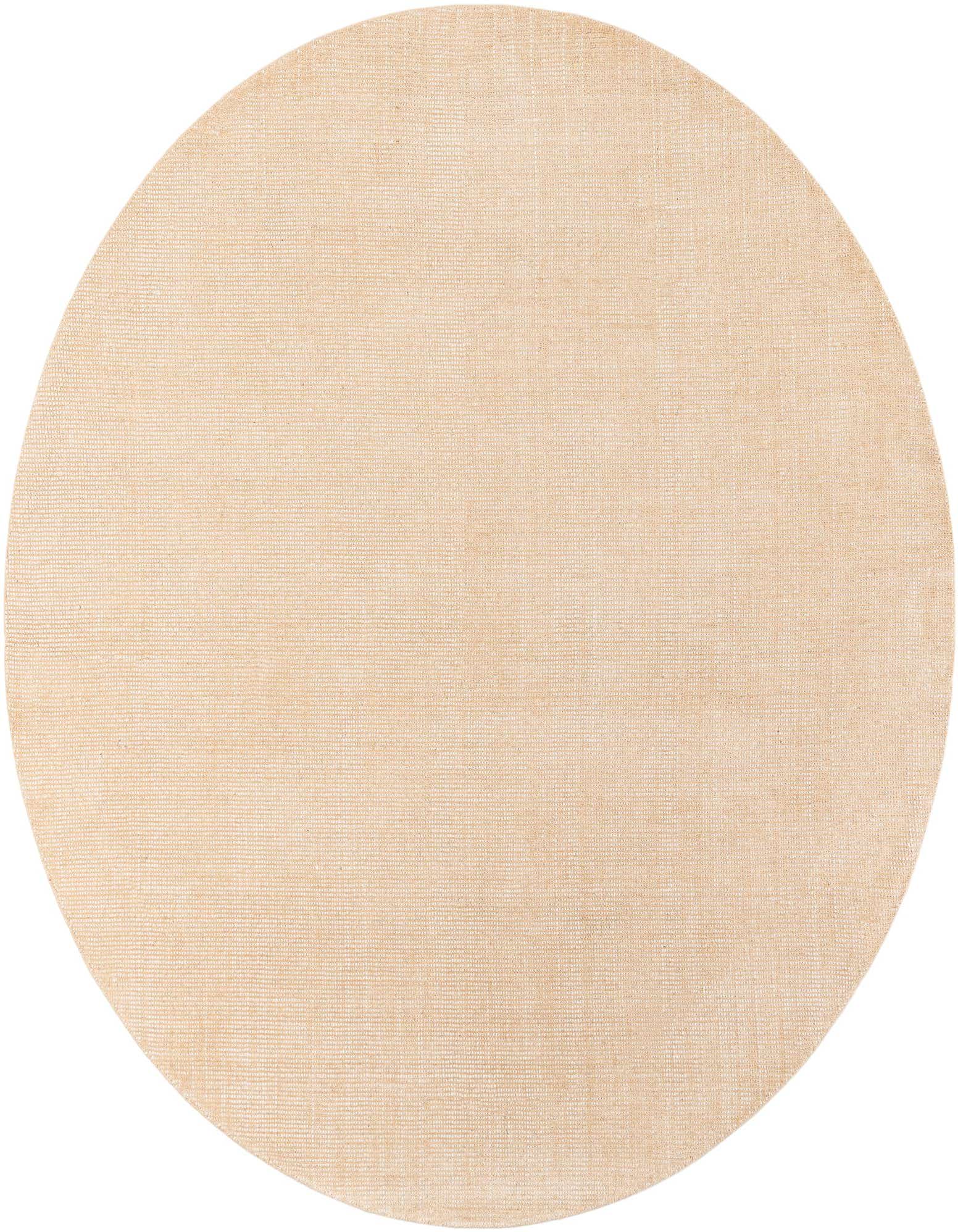 A 7' 10" round Jill Zarin English Manor rug in a solid oat beige color, showcasing its modern wool texture.