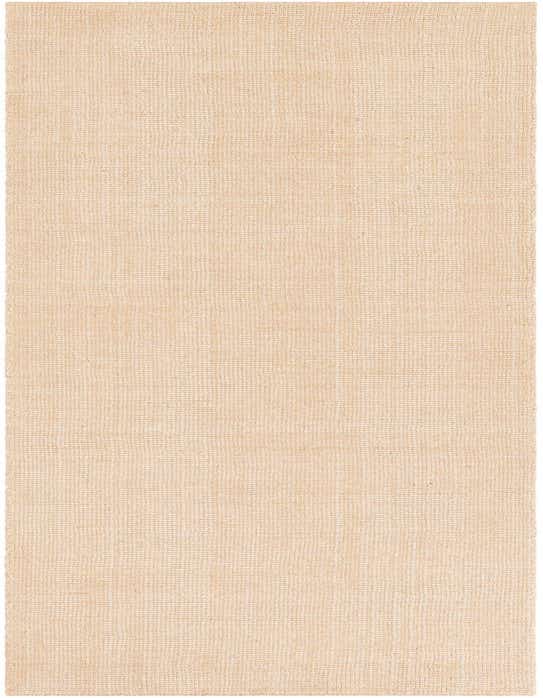 A 10 ft runner rug in a solid oat beige color, featuring a textured, high pile made of wool.