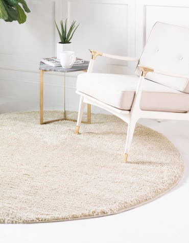  4' x 4' Soft Solid Shag Round Rug