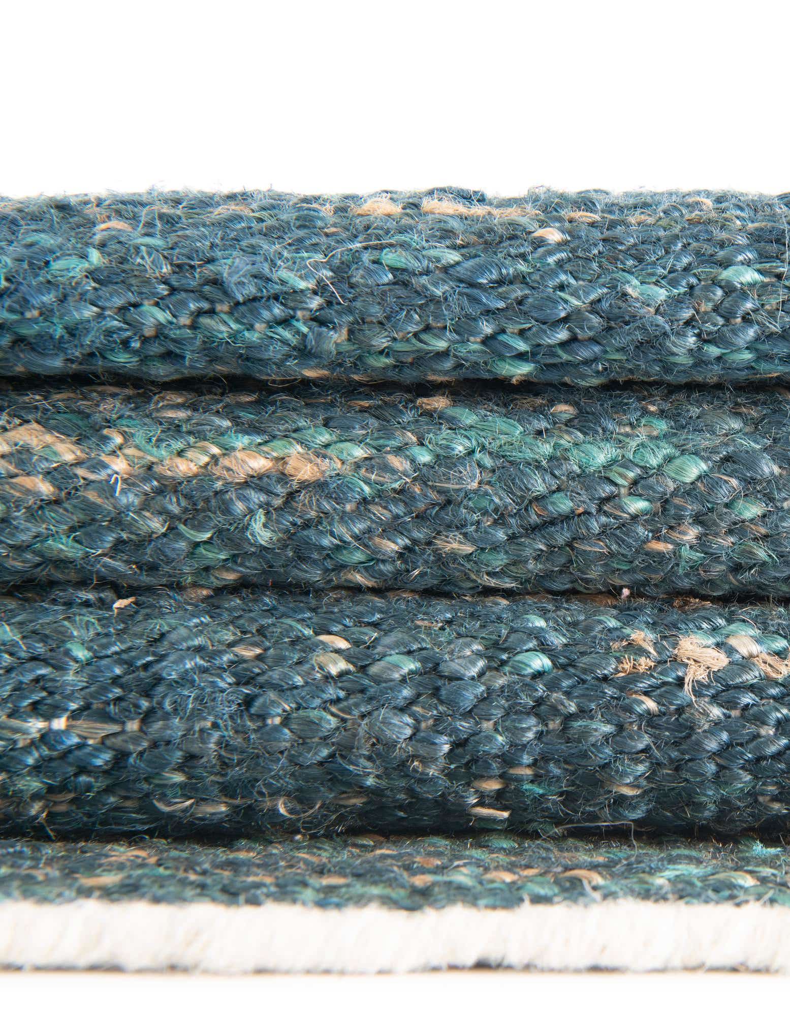 Primary image  Custom Ocean Blue  Hand Woven Palm Beach Jute Rug