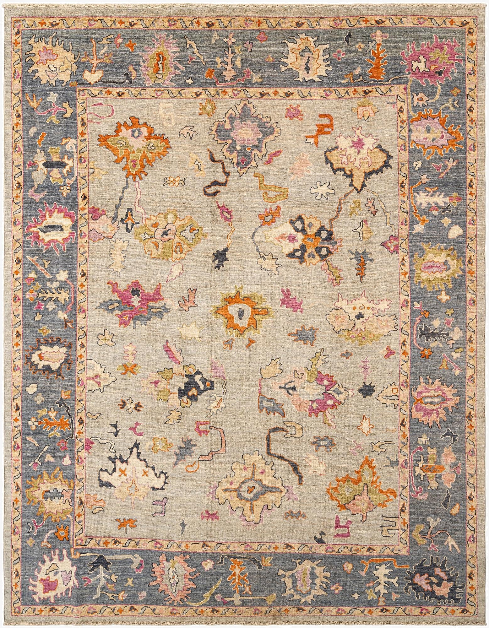  9' x 11' 9  Hand Knotted Oushak Rug