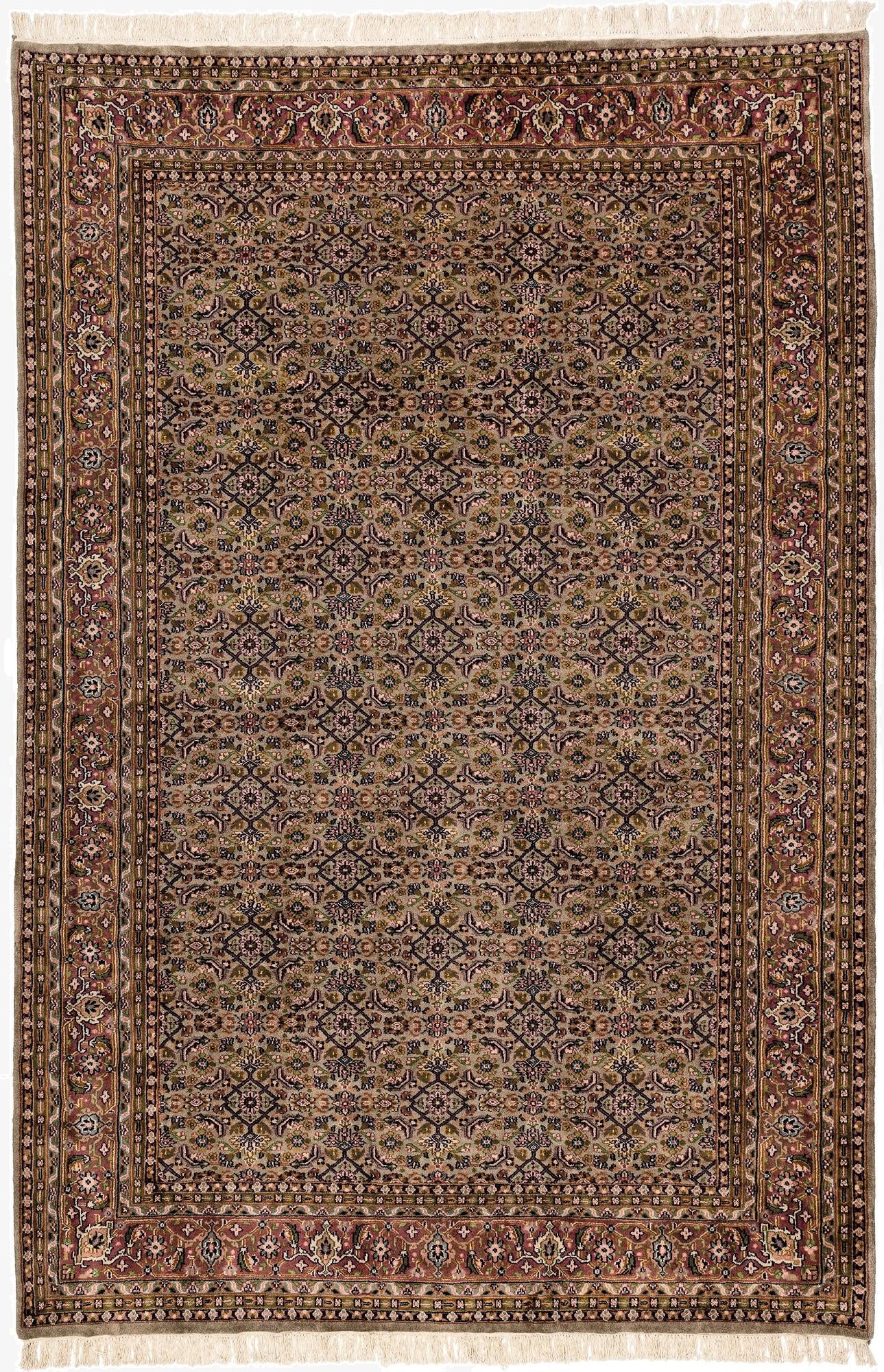  6' 7 x 9' 10  Hand Knotted Farahan Wool Rug