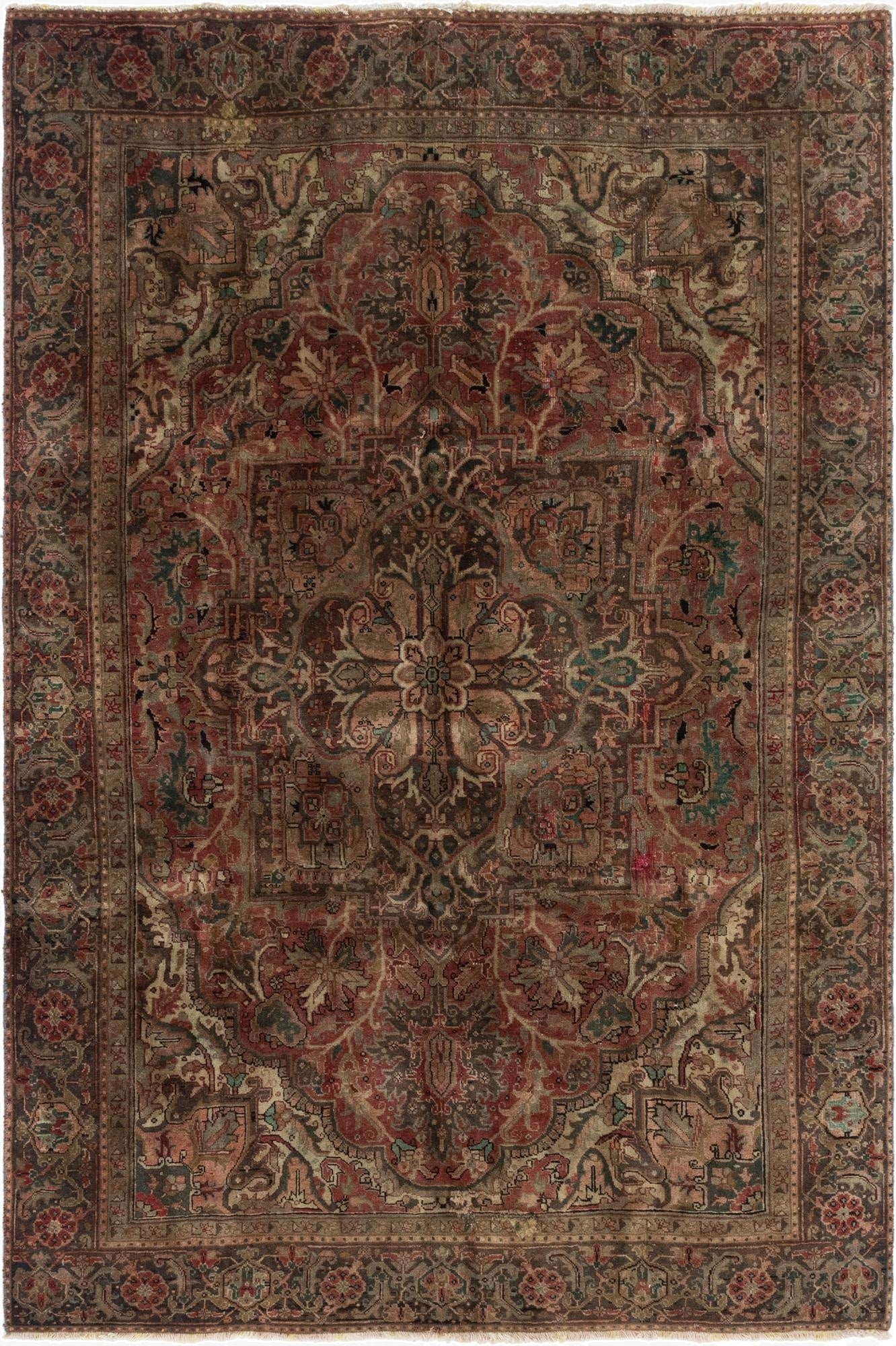  7' 2 x 11'  Hand Knotted Heriz Persian Wool Rug