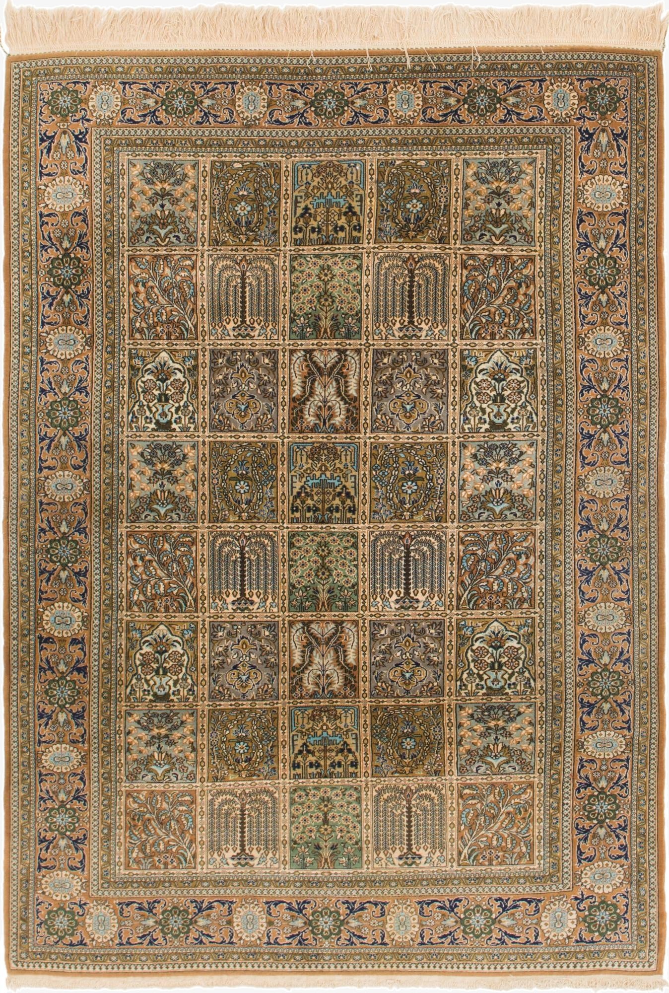 4' 7 x 6' 9  Hand Knotted Kashmir Oriental Wool Rug