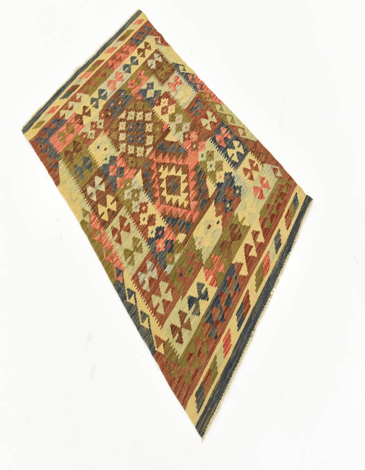 Detail image of  3' 4 x 5'  Hand Woven Kilim Maymana Rug