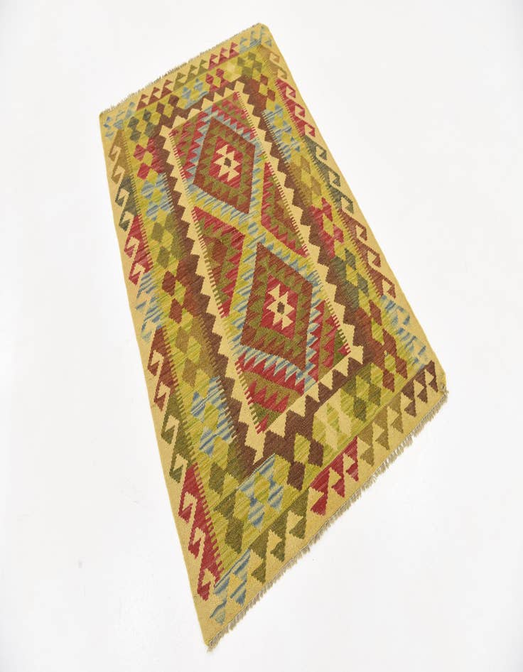 Detail image of  3' 4 x 5'  Hand Woven Kilim Maymana Wool Rug