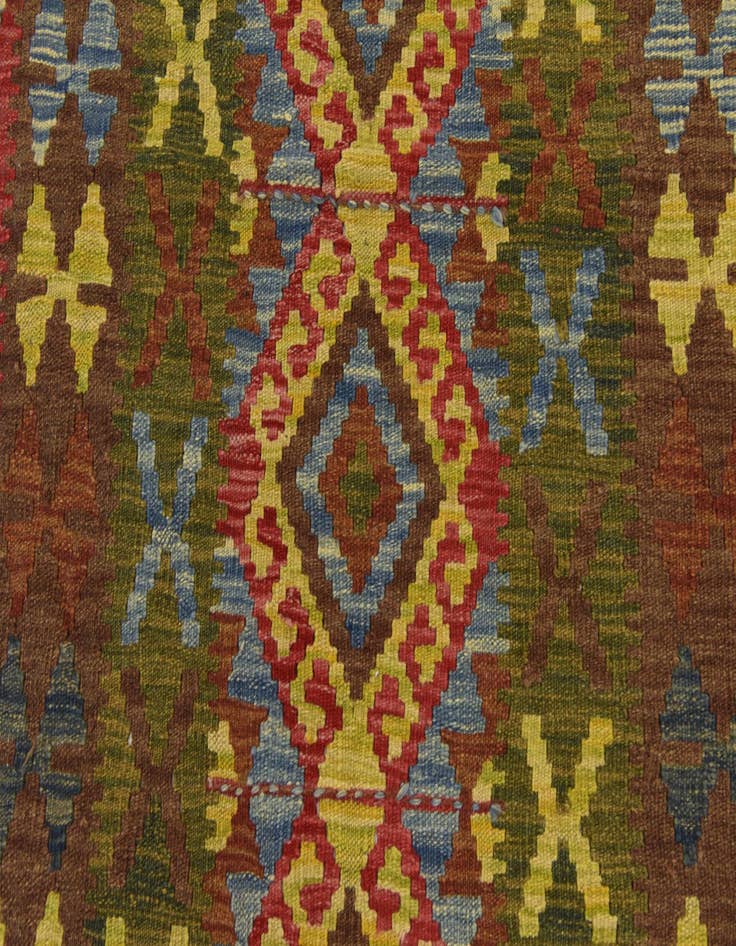 Detail image of  3' 2 x 6' 2  Hand Woven Kilim Maymana Wool Rug