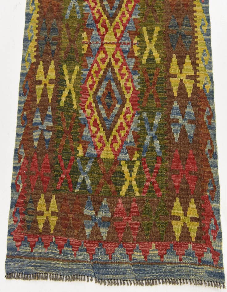 Detail image of  3' 2 x 6' 2  Hand Woven Kilim Maymana Wool Rug