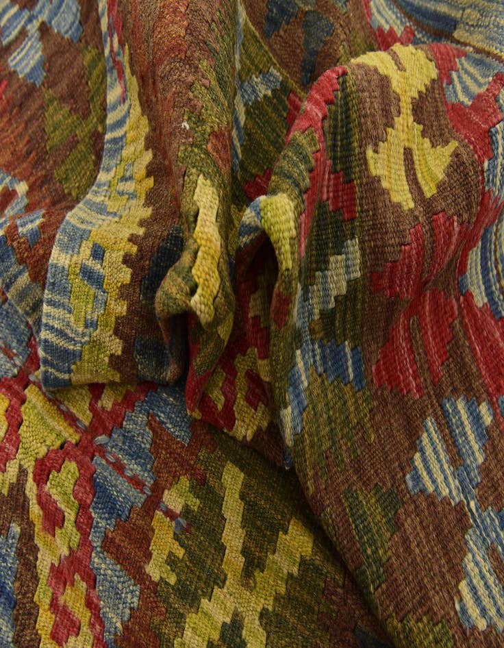 Detail image of  3' 2 x 6' 2  Hand Woven Kilim Maymana Wool Rug