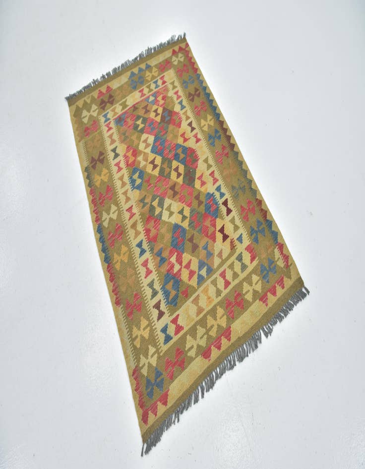 Detail image of  3' 3 x 4' 9  Hand Woven Kilim Maymana Wool Rug