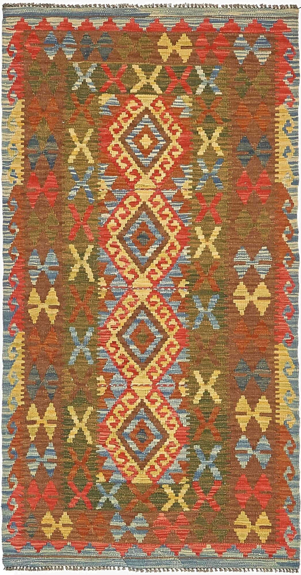  3' 2 x 6' 2  Hand Woven Kilim Maymana Wool Rug