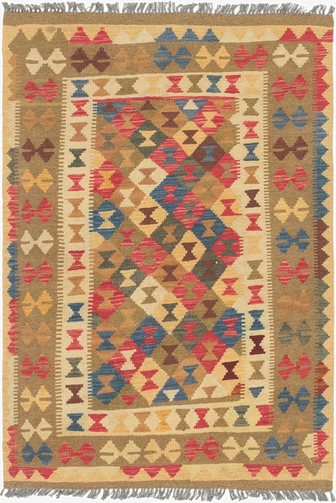  3' 3 x 4' 9  Hand Woven Kilim Maymana Wool Rug