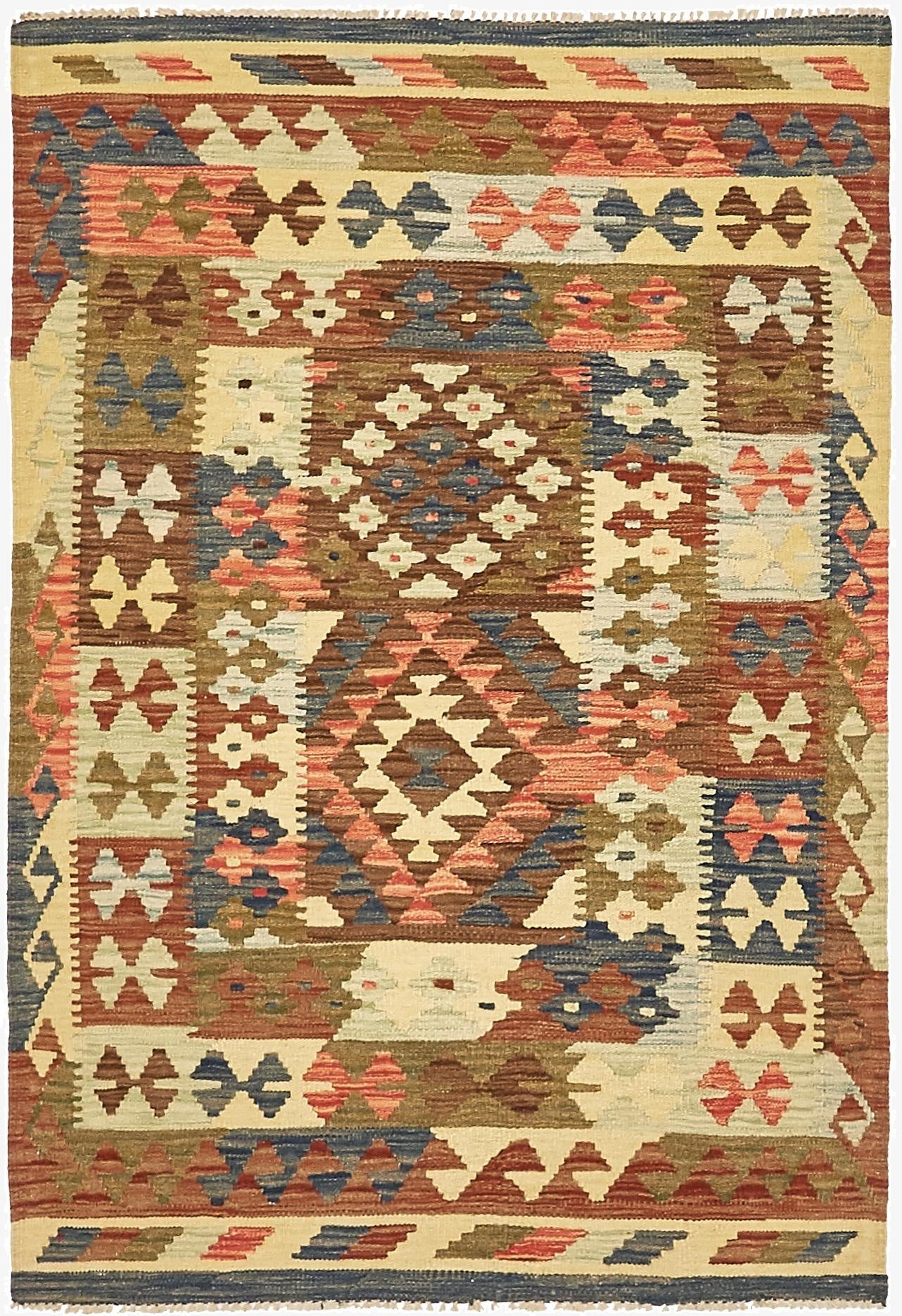  3' 4 x 5'  Hand Woven Kilim Maymana Rug