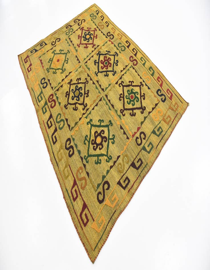 Detail image of  4' 7 x 6'  Hand Woven Kilim Suzani Wool Rug