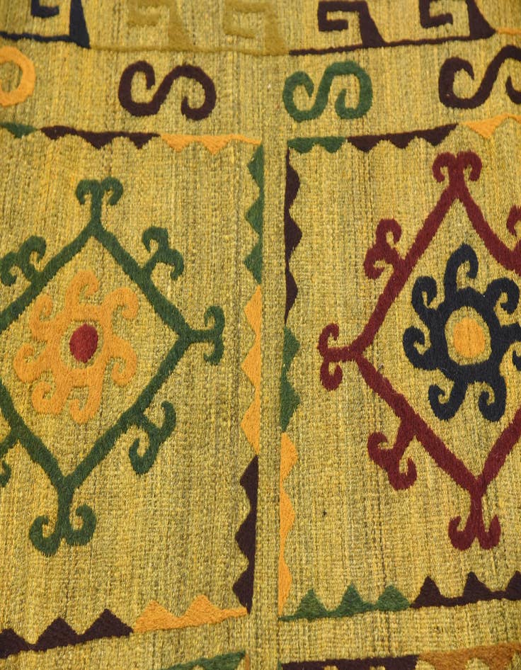 Detail image of  4' 7 x 6'  Hand Woven Kilim Suzani Wool Rug