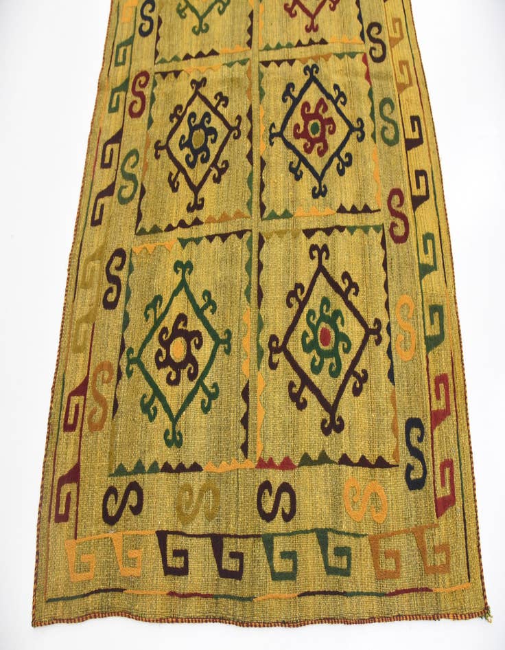 Detail image of  4' 7 x 6'  Hand Woven Kilim Suzani Wool Rug