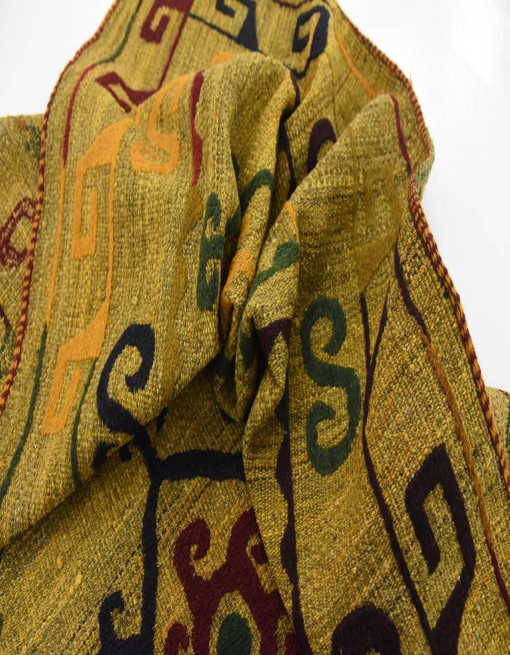 Detail image of  4' 7 x 6'  Hand Woven Kilim Suzani Wool Rug