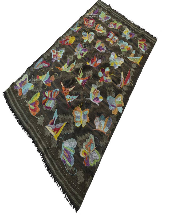 Detail image of  3' 11 x 6' 3  Hand Woven Kilim Suzani Wool Rug