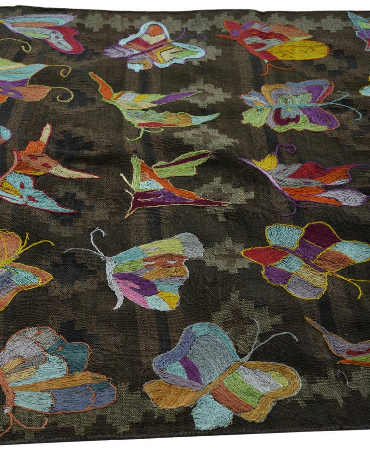 Detail image of  3' 11 x 6' 3  Hand Woven Kilim Suzani Wool Rug