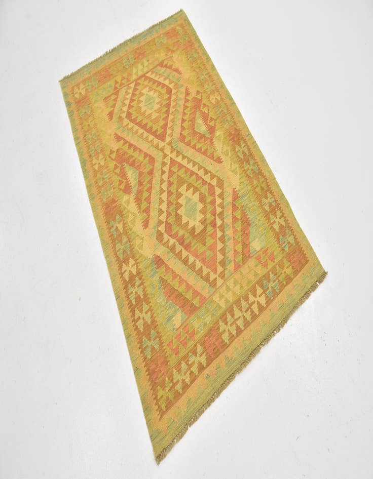 Detail image of  3' 2 x 5'  Hand Woven Kilim Waziri Wool Rug