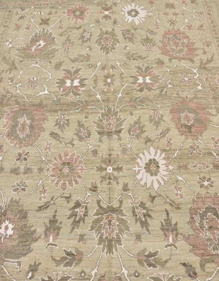 Detail image of  13' x 19' 4  Hand Knotted Oushak Rug