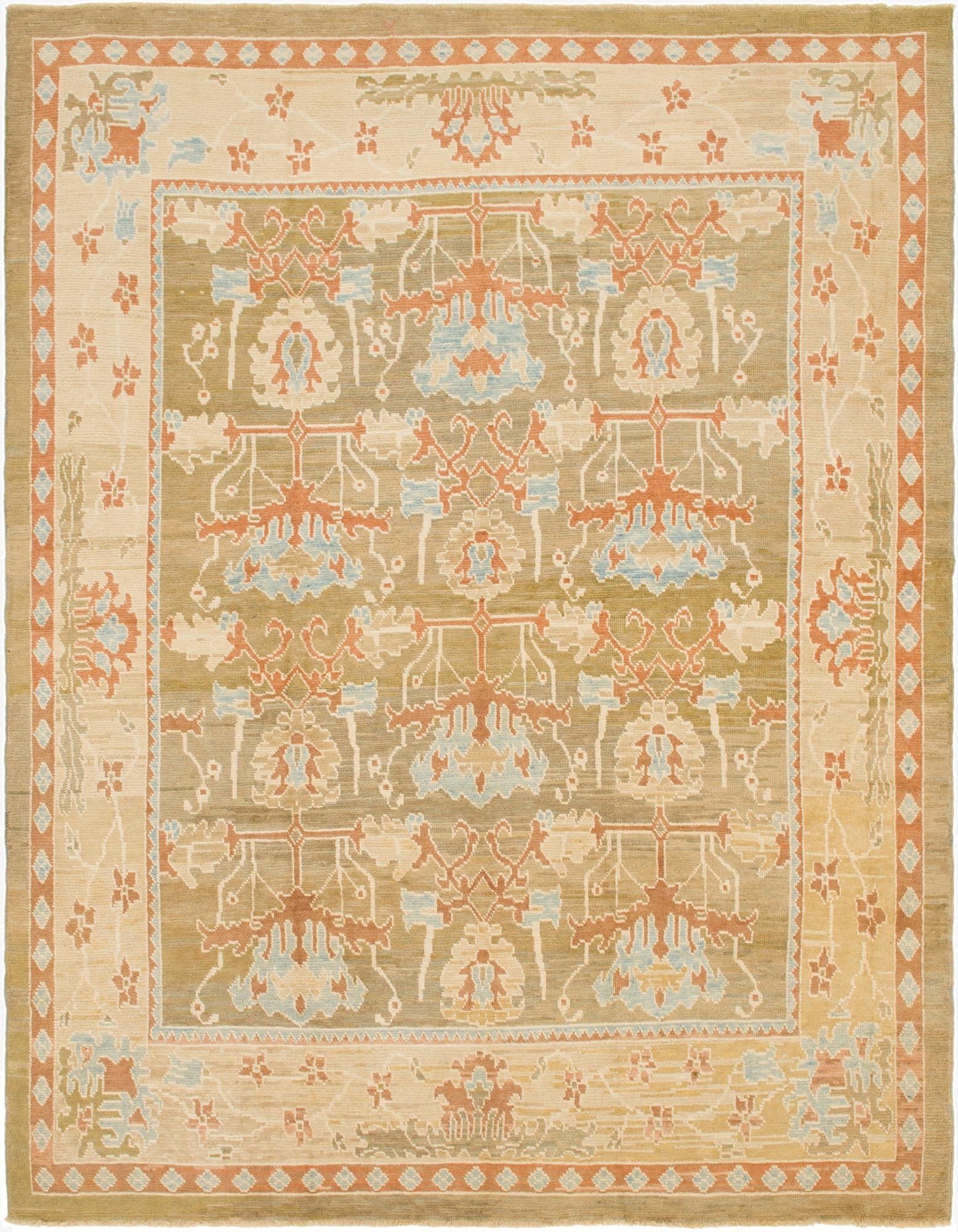  11' x 14' 5  Hand Knotted Oushak Wool Rug