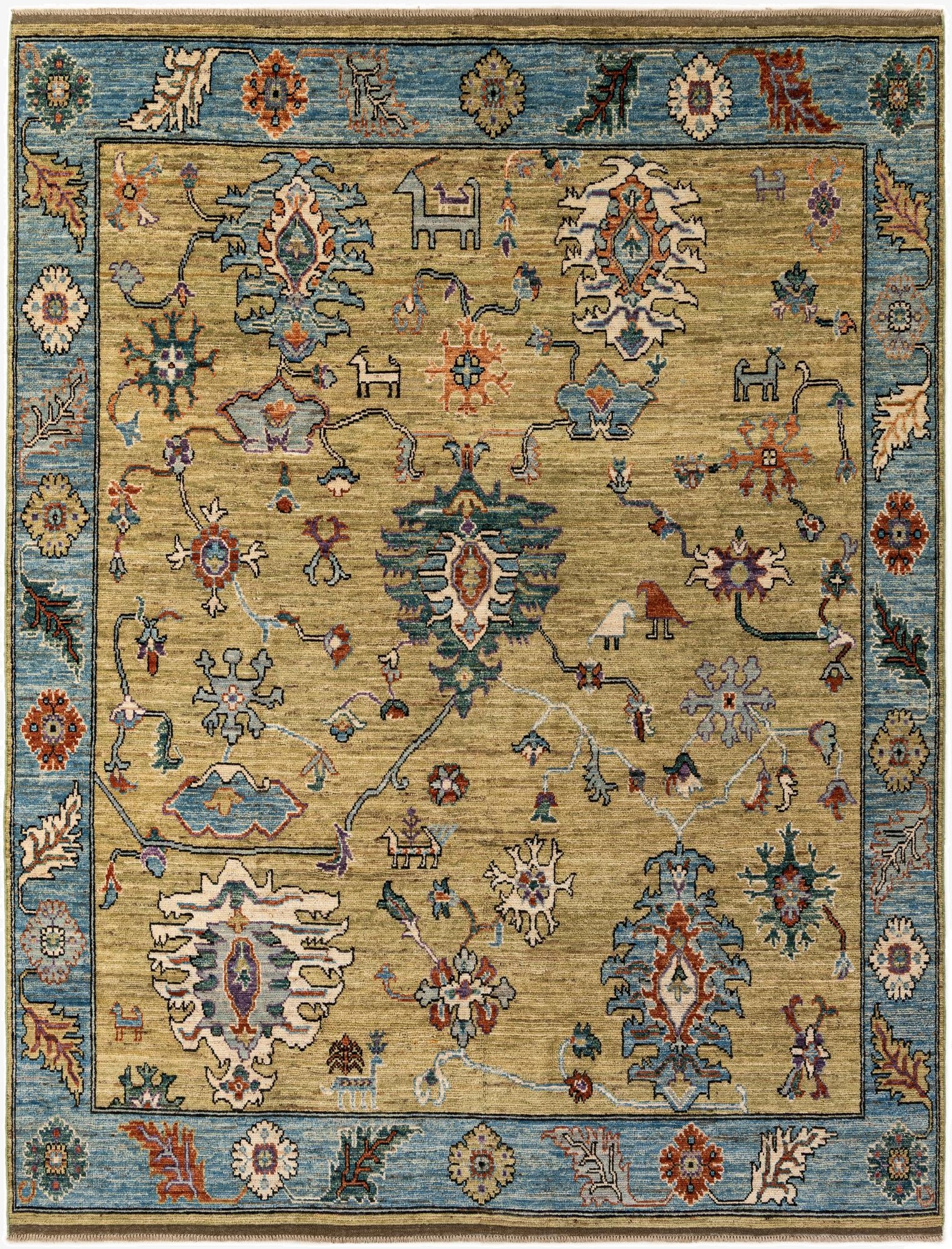  9' 2 x 11' 11  Hand Knotted Oushak Wool Rug