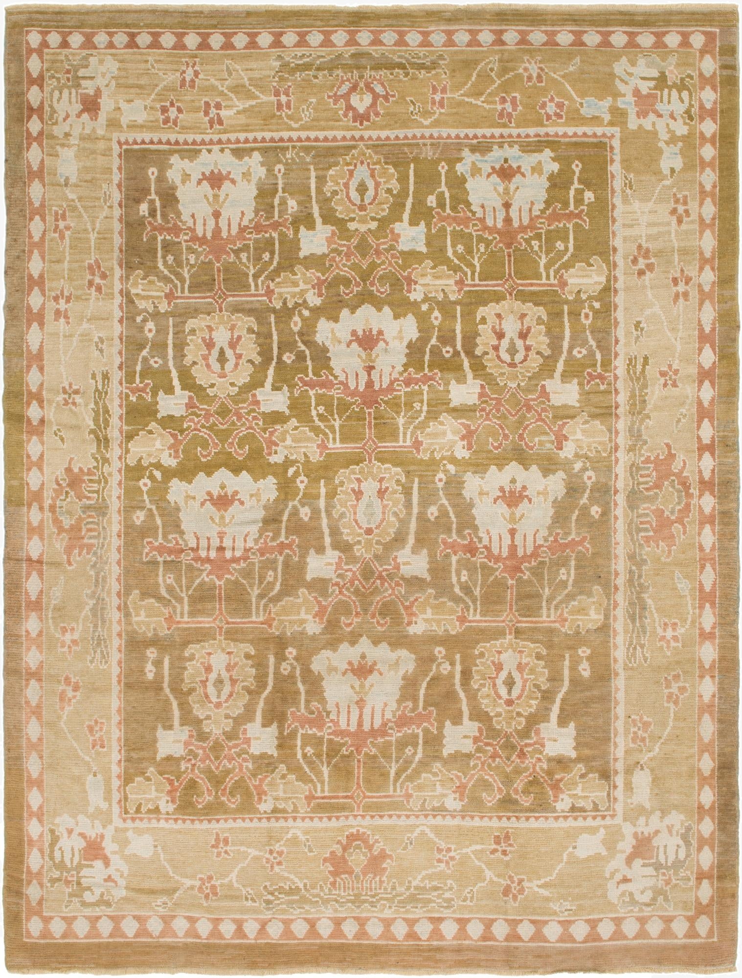  11' x 14' 3  Hand Knotted Oushak Wool Rug