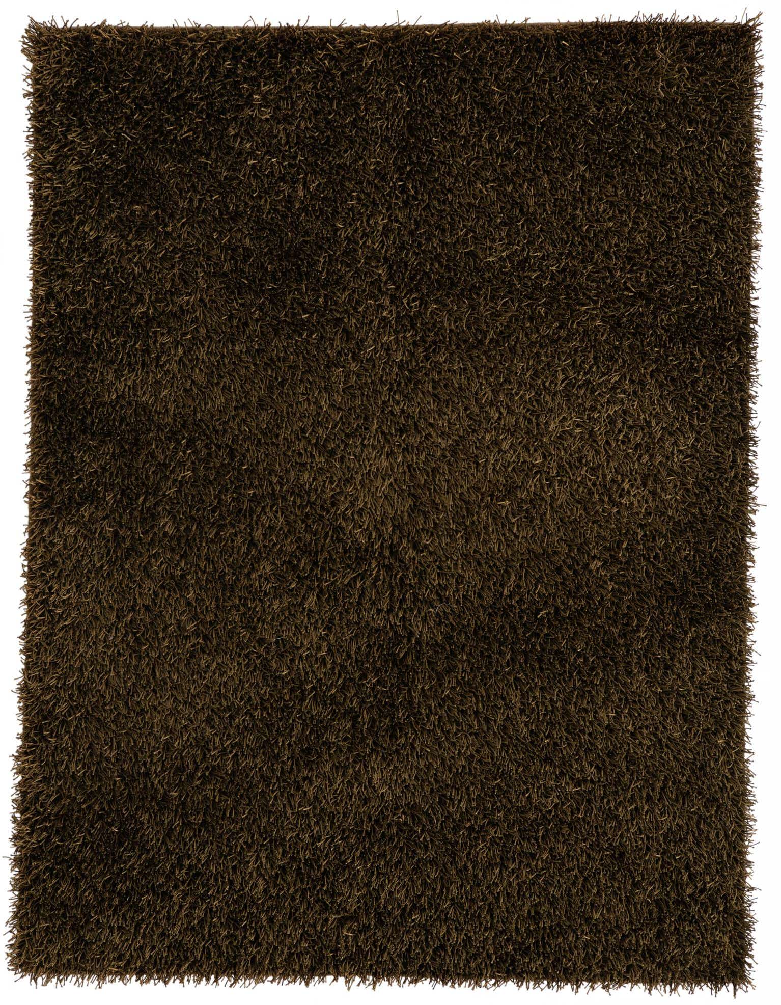A 5x7 rectangular shag rug in a deep, textured green hue, showcasing its plush, soft pile.