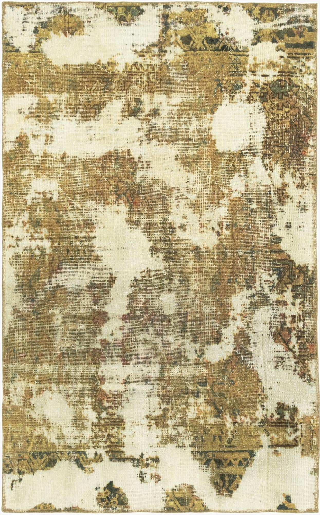  4' 3 x 6' 10  Hand Knotted Ultra Vintage Persian Wool Rug