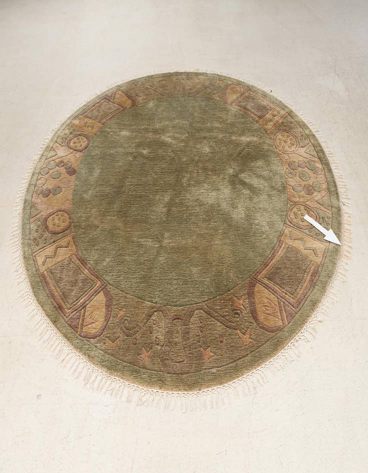 Detail image of  7' 2 x 7' 3  Hand Knotted Nepal Wool Round Rug