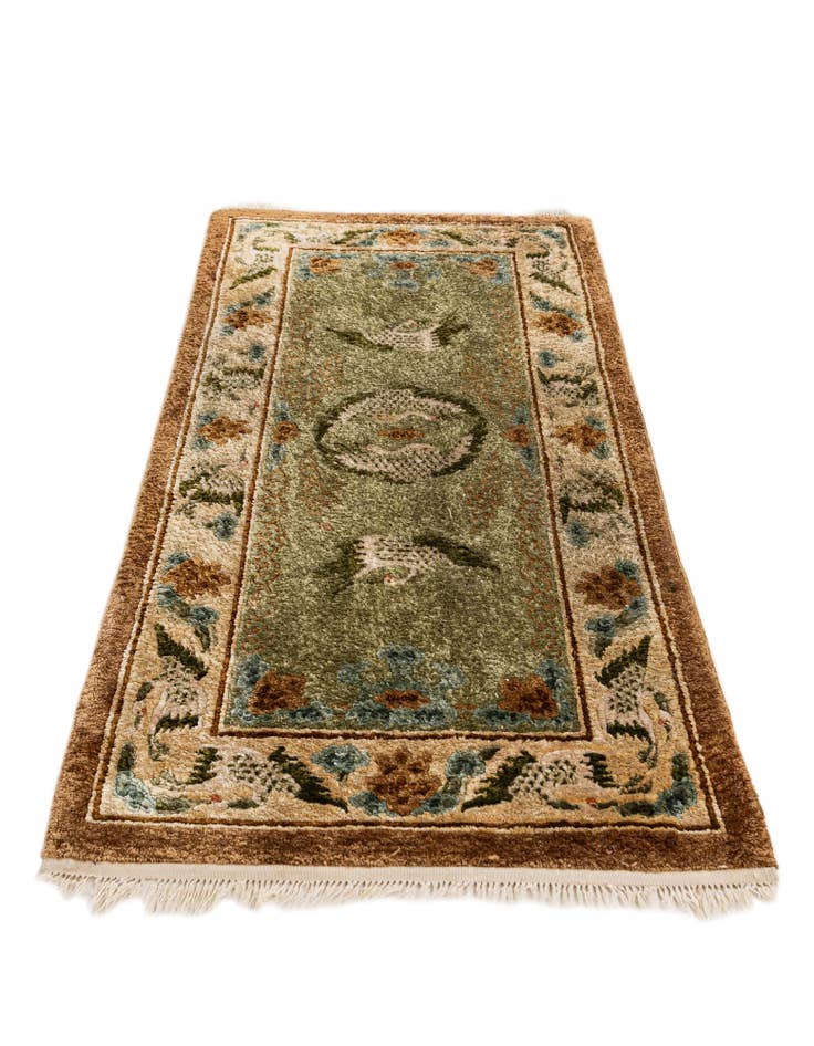 Detail image of  2' 1 x 4' 1  Hand Knotted Antique Finish Oriental Runner Rug