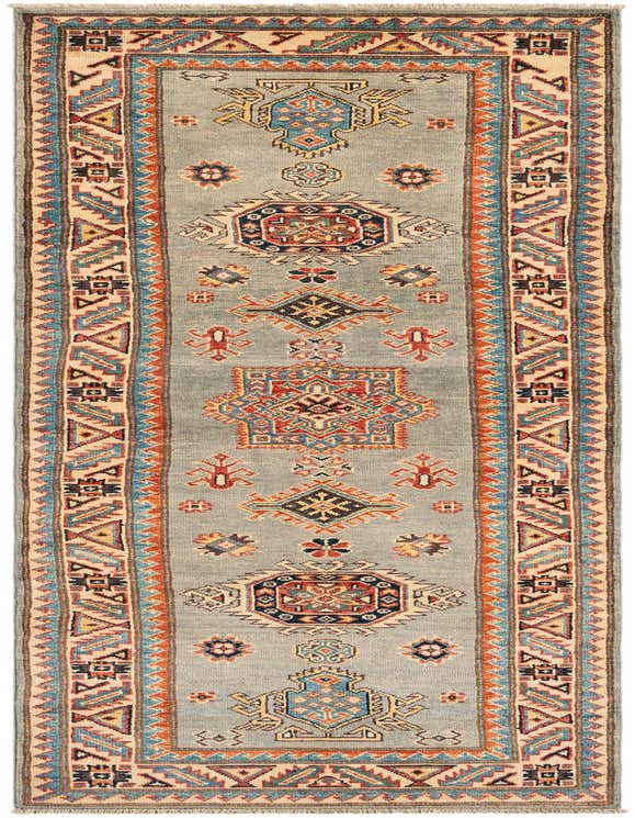 A 10 ft green runner rug with a traditional Oriental pattern, featuring a central medallion and intricate borders in red, blue, and cream.