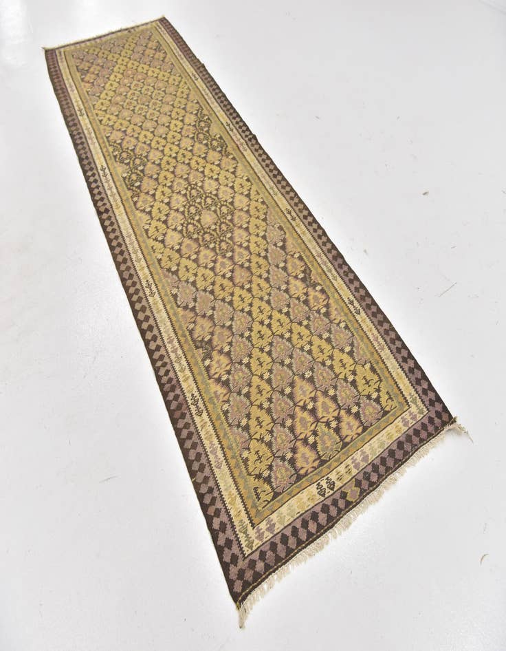 Detail image of  3' 7 x 10' 6  Hand Woven Kilim Fars Wool Runner Rug