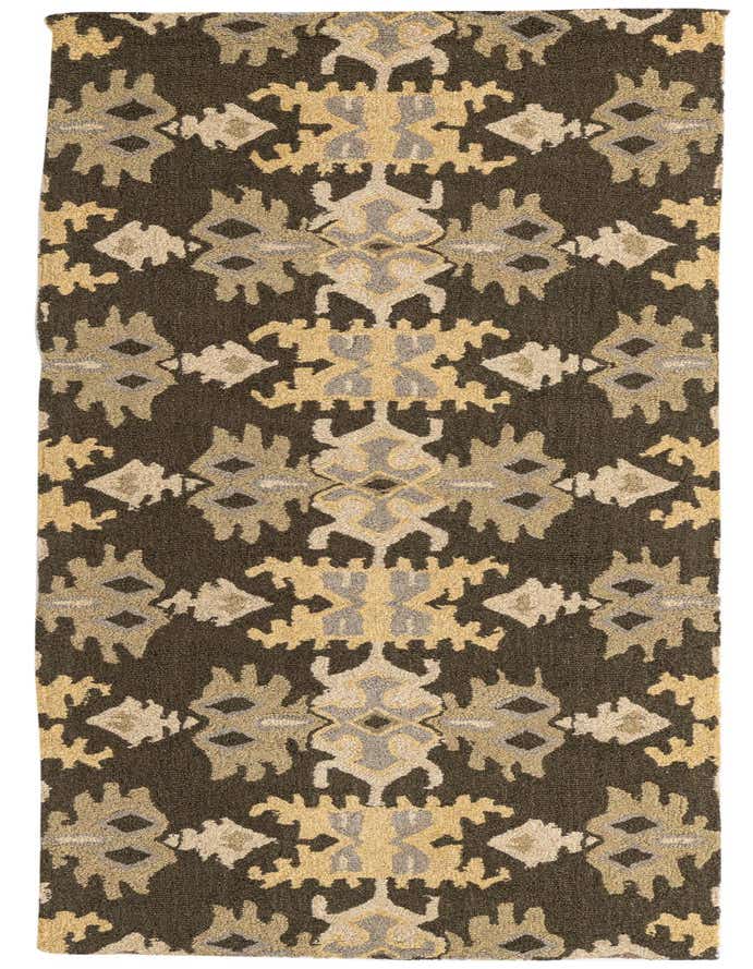 An 8 ft Luna runner rug in green with an abstract, modern pattern, perfect for a hallway.