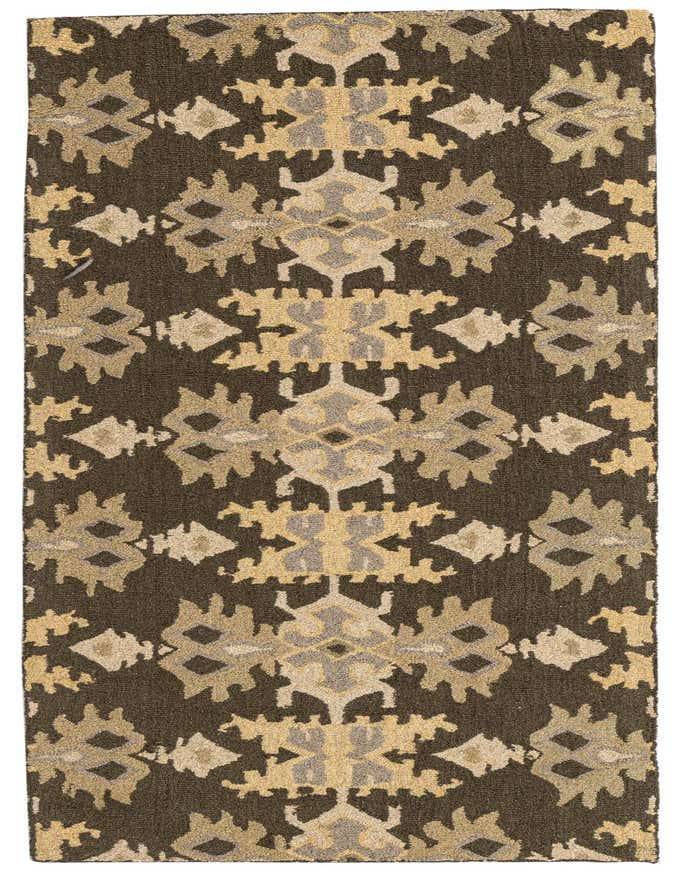 A handmade Luna 8 Ft runner rug with a modern abstract pattern in shades of green, ideal for a hallway.