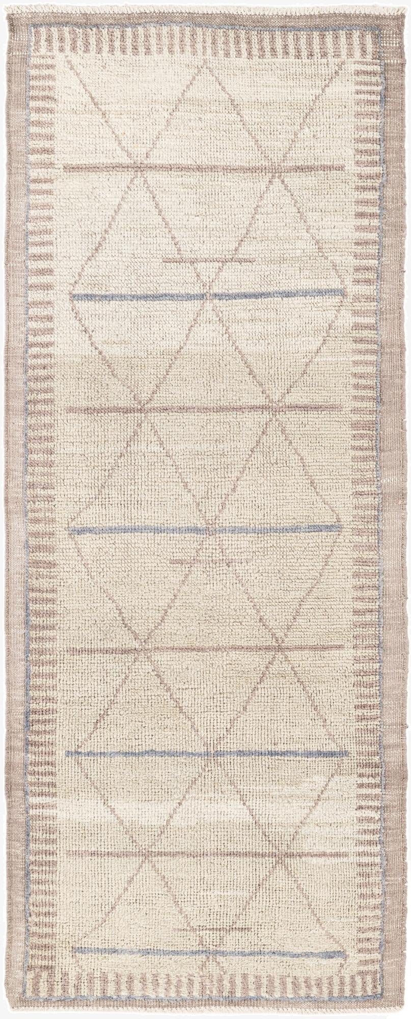  3' x 7' 3  Hand Knotted Moroccan Wool Runner Rug