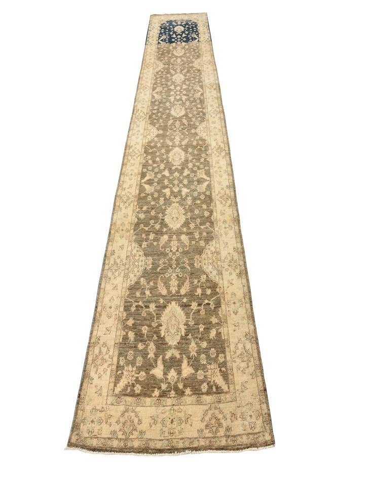 Detail image of  3' 3 x 14' 4  Hand Knotted Peshawar Ziegler Runner Rug