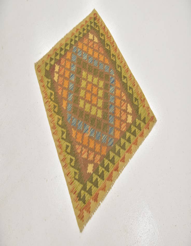 Detail image of  3' x 3' 5  Hand Woven Kilim Maymana Wool Square Rug