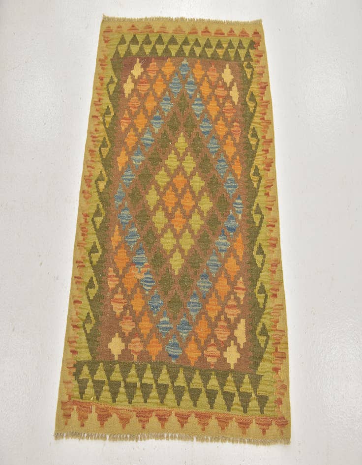 Detail image of  3' x 3' 5  Hand Woven Kilim Maymana Wool Square Rug